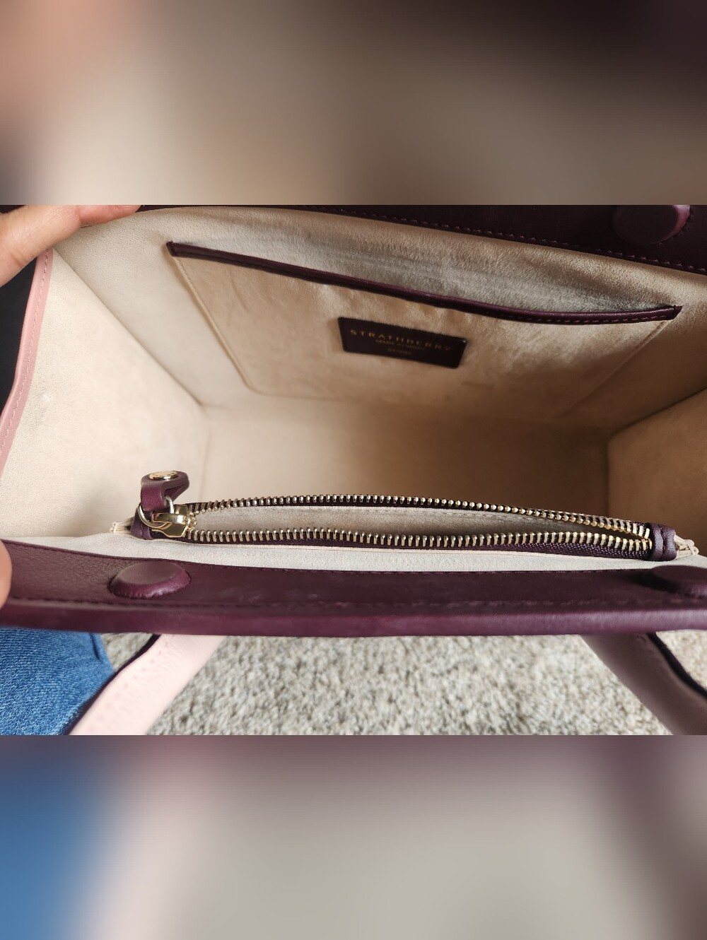 Strathberry Midi Tote - Full Set - Like New (Tri Color Burgundy/Pink/Rose) - Picture 9 of 14
